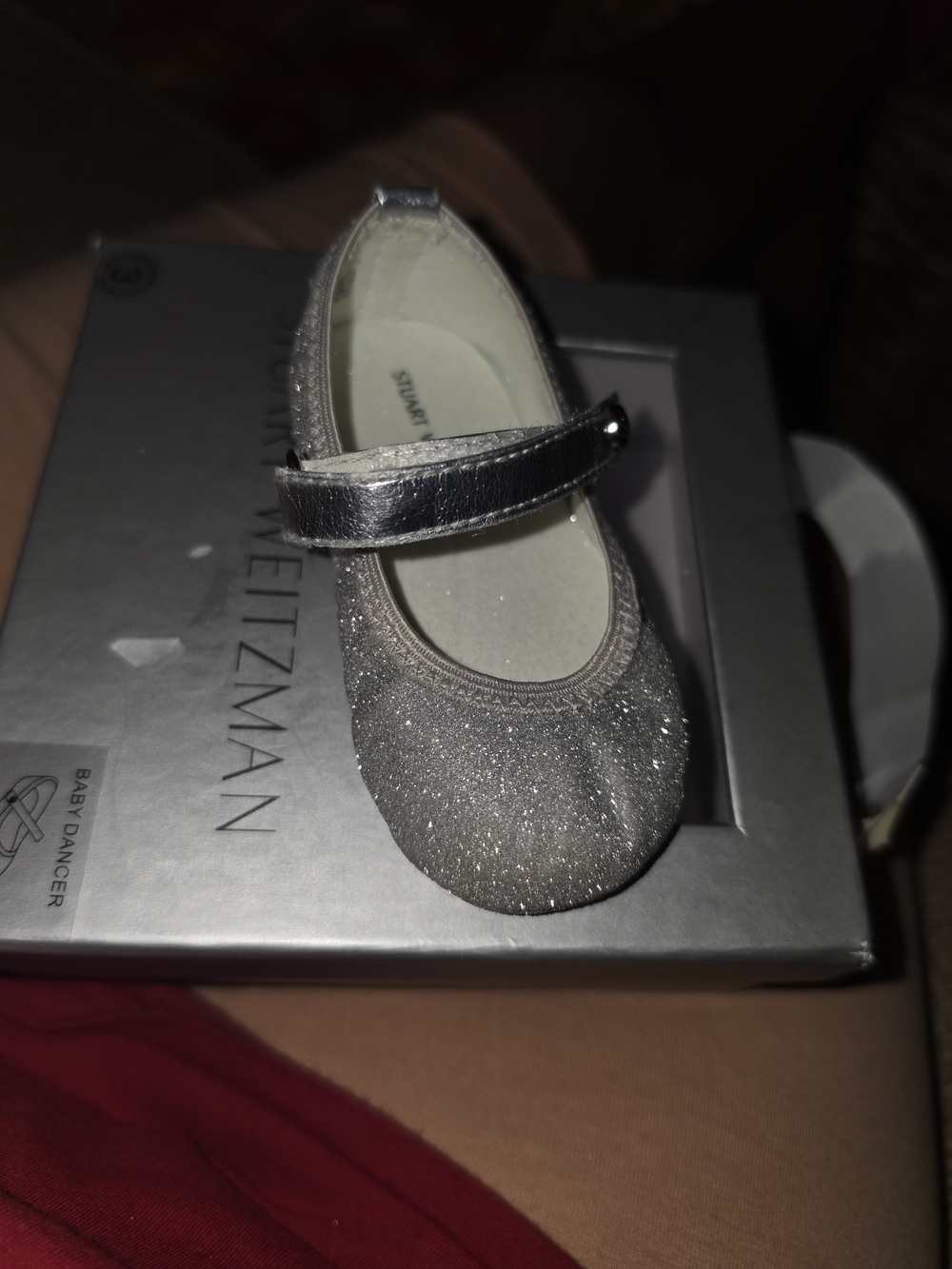 Stuart Weitzman Girls' Silver Glitter Mary Jane
